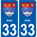 33 Arès blason ville autocollant plaque stickers