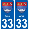 33 Ares, el escudo de armas de la ciudad de etiqueta, placa de la etiqueta engomada