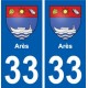 33 Ares, the coat of arms, city sticker, plate sticker