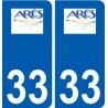 33 Arès logo ville autocollant plaque stickers
