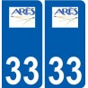 33 Arès logo ville autocollant plaque stickers