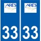 33 Arès logo ville autocollant plaque stickers