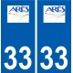 33 Arès logo ville autocollant plaque stickers