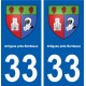 33 Artigues-près-Bordeaux escudo de armas de la ciudad de etiqueta, placa de la etiqueta engomada