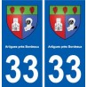 33 Artigues-près-Bordeaux blason ville autocollant plaque stickers