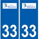 33 Bassens logo ville autocollant plaque stickers