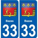 33 Bazas blason ville autocollant plaque stickers