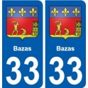 33 Bazas blason ville autocollant plaque stickers
