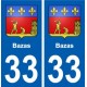 33 Bazas blason ville autocollant plaque stickers