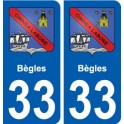 33 Bègles blason ville autocollant plaque stickers