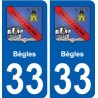33 Bègles blason ville autocollant plaque stickers