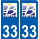 33 Bègles logo ville autocollant plaque stickers