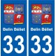 33 Belin-Béliet blason ville autocollant plaque stickers