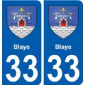 33 Blaye blason ville autocollant plaque stickers