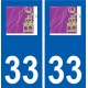 33 Blaye logo ville autocollant plaque stickers