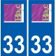 33 Blaye logo ville autocollant plaque stickers
