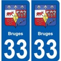 33 Bruges blason ville autocollant plaque stickers