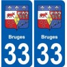 33 Bruges blason ville autocollant plaque stickers