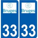 33 Bruges logo ville autocollant plaque stickers