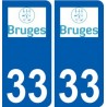 33 Bruges logo ville autocollant plaque stickers
