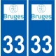 33 Bruges logo ville autocollant plaque stickers