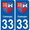 33 Cadaujac blason ville autocollant plaque stickers