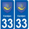 33 Canéjan blason ville autocollant plaque stickers