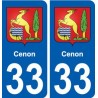 33 Cenon blason ville autocollant plaque stickers