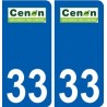 33 Cenon logo ville autocollant plaque stickers