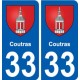 33 Coutras blason ville autocollant plaque stickers