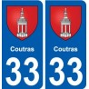 33 Coutras blason ville autocollant plaque stickers