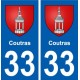 33 Coutras blason ville autocollant plaque stickers