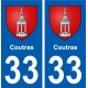 33 Coutras blason ville autocollant plaque stickers