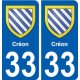 33 Créon blason ville autocollant plaque stickers