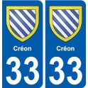 33 Créon blason ville autocollant plaque stickers