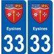 33 Eysines blason ville autocollant plaque stickers