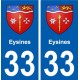 33 Eysines blason ville autocollant plaque stickers