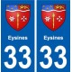 33 Eysines blason ville autocollant plaque stickers