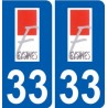 33 Eysines logo ville autocollant plaque stickers