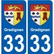 33 Gradignan blason ville autocollant plaque stickers