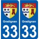 33 Gradignan blason ville autocollant plaque stickers