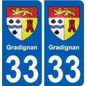 33 Gradignan blason ville autocollant plaque stickers