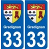 33 Gradignan blason ville autocollant plaque stickers