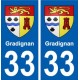 33 Gradignan blason ville autocollant plaque stickers