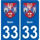 33 Izon blason ville autocollant plaque stickers