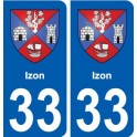 33 Izon coat of arms, city sticker, plate sticker