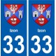 33 Izon blason ville autocollant plaque stickers
