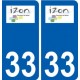33 Izon logo ville autocollant plaque stickers