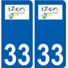 33 Izon logo ville autocollant plaque stickers