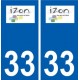 33 Izon logo ville autocollant plaque stickers